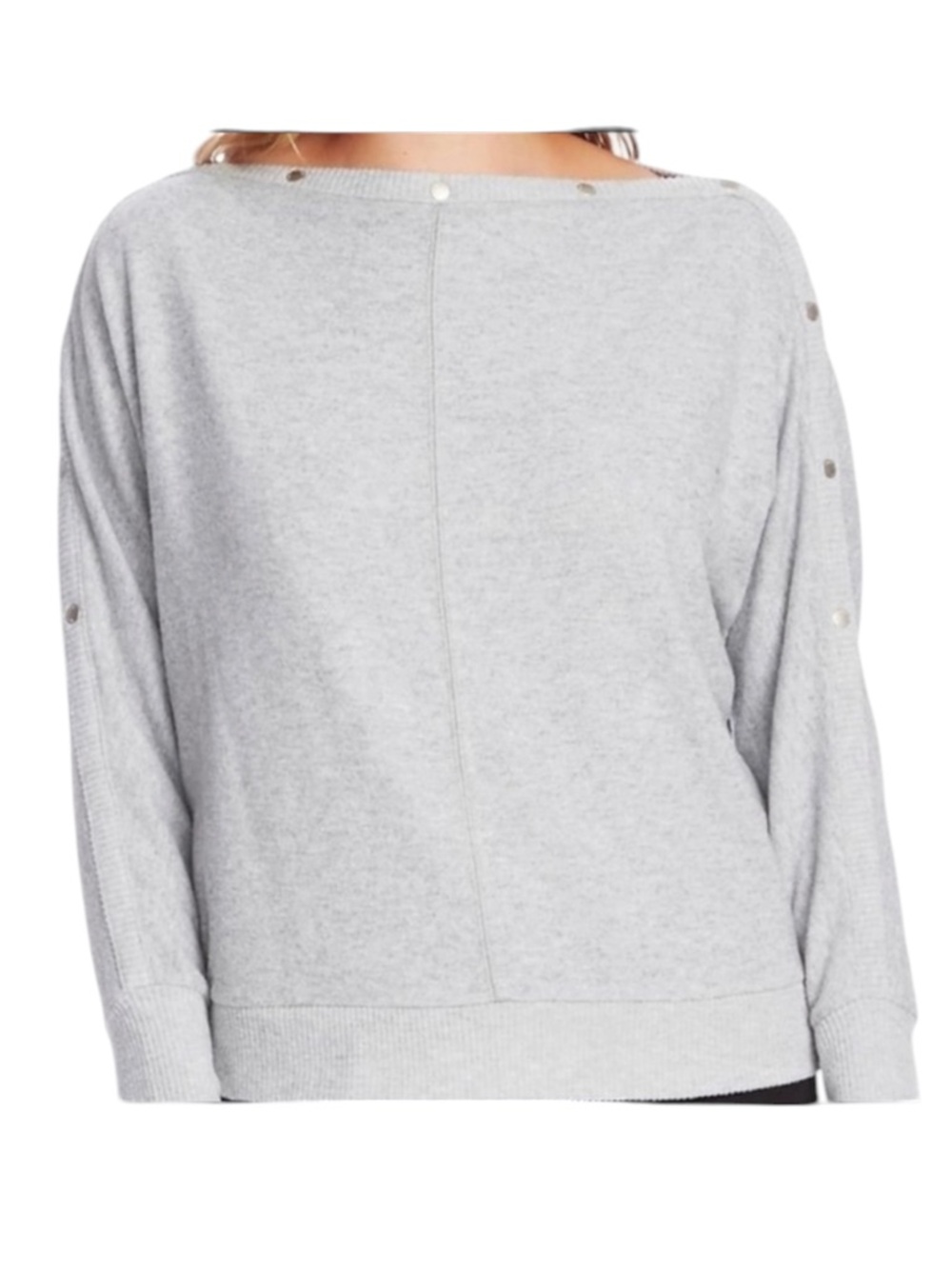 Vince Camuto Snap Trim Dolman Sleeve Sweater‎ Grey Small